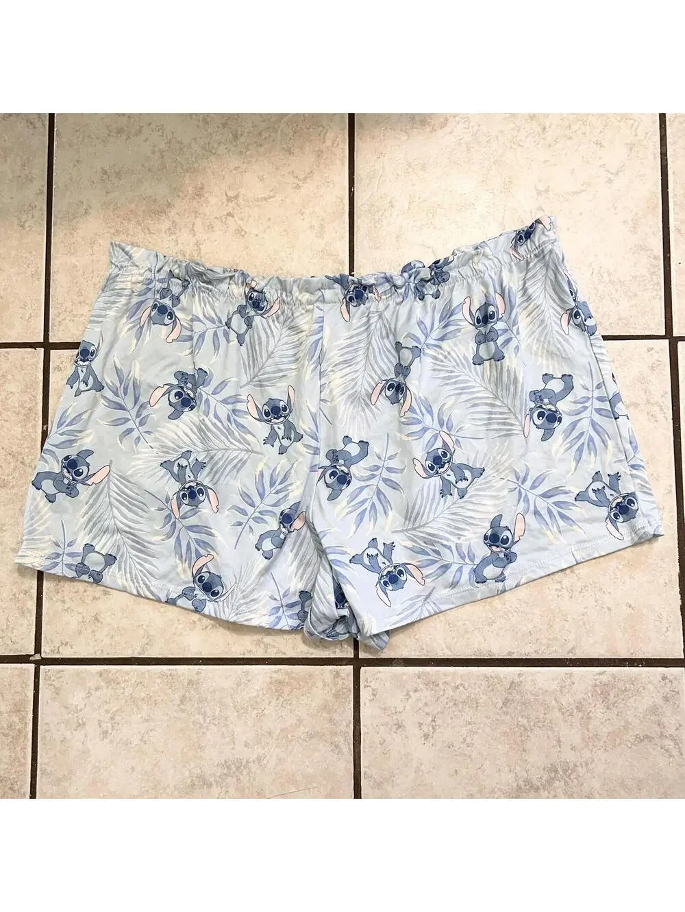 Disney Lilo & Stitch Blue Short Sleeve Shirt Shorts Pajama Set Women's X-Large - Picture 3 of 7